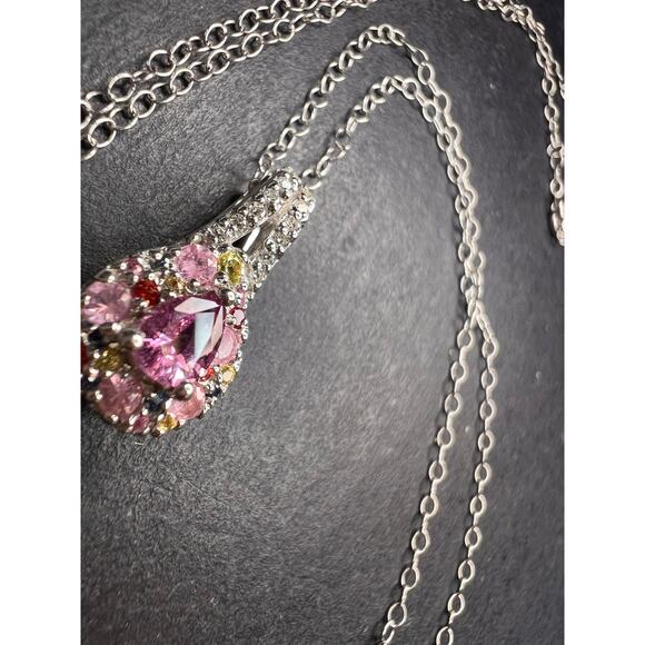 NEW purple multi sapphire sterling silver pendant and chain - Picture 13 of 15